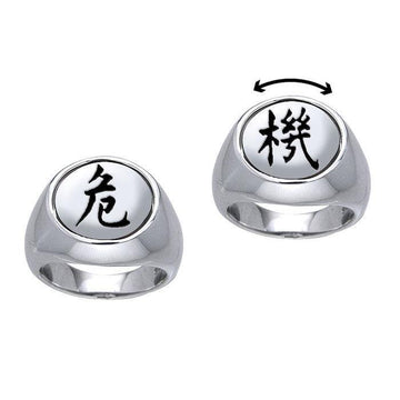 Empowering Words Crisis is Opportunity Silver Flip Ring TRI553 - Jewelry